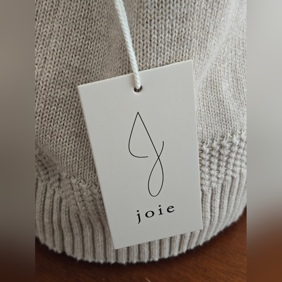 🆕️ Joie 100% Cotton Cream Color Short Sleeve V-Neck Sweater Size Small - Picture 7 of 10